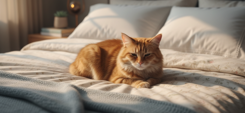 Katze auf dem Bett