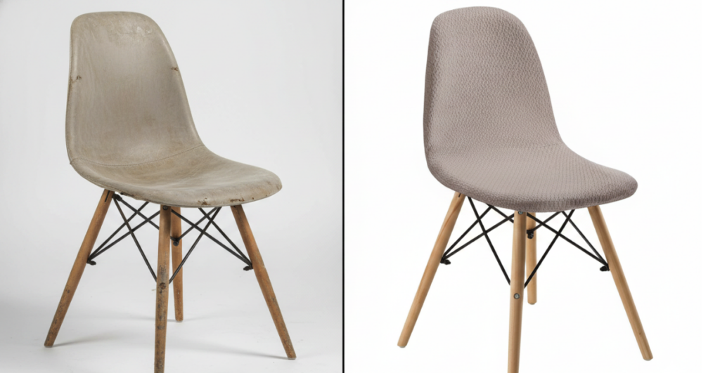 Comparison Images: With vs. Without Chair Covers