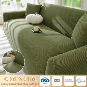 New Thickened Corduroy Stripes Modern Sofa Cove...